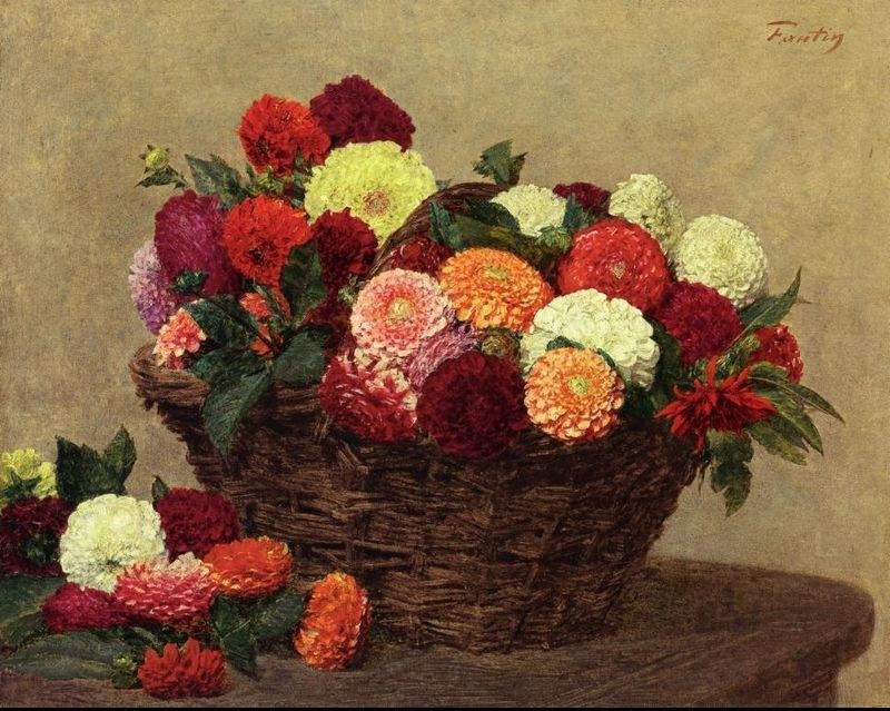 Henri Fantin-Latour Basket of Dahlias